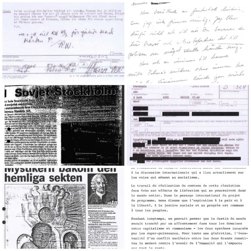 Examples of Olof Palme case archive documents handled by ClearScan